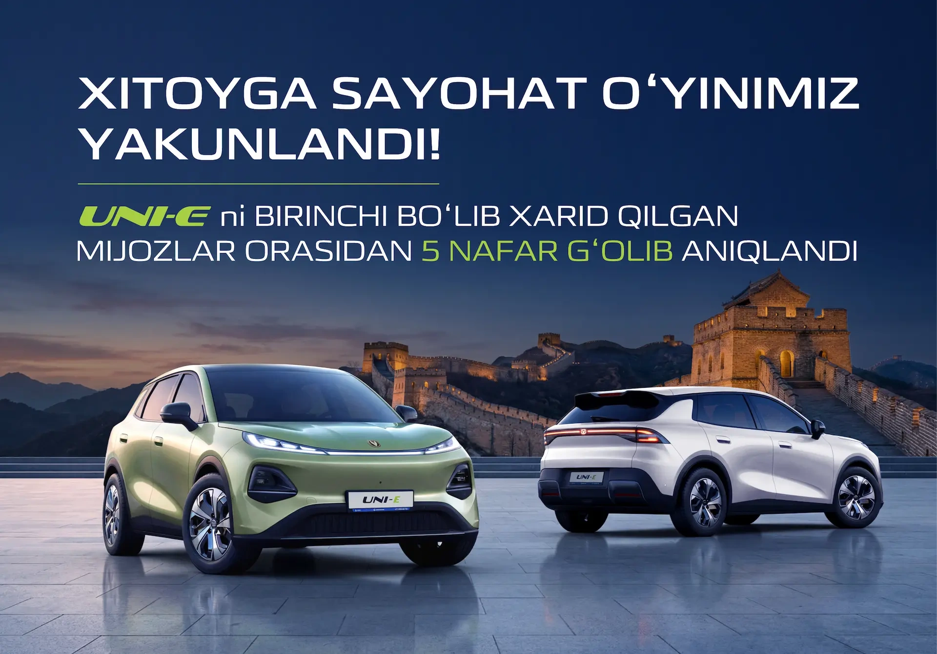 Xitoyga sayohat bo‘yicha o‘tkazilgan tanlov yakunlari e’lon qilindi